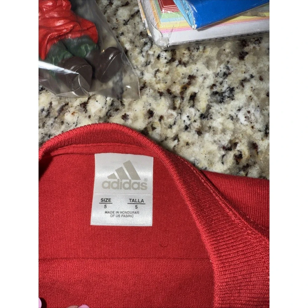 2 New Adidas Boys Size 5 Long Sleeve Royal And Red Football Shirts $20 Msrp 4425